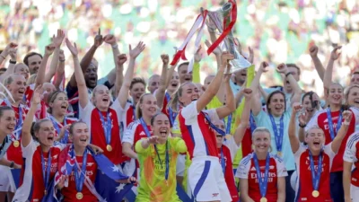 Caption: Visualisasi Kemenangan Arsenal Women / Foto: Filipe Amorim/AFP